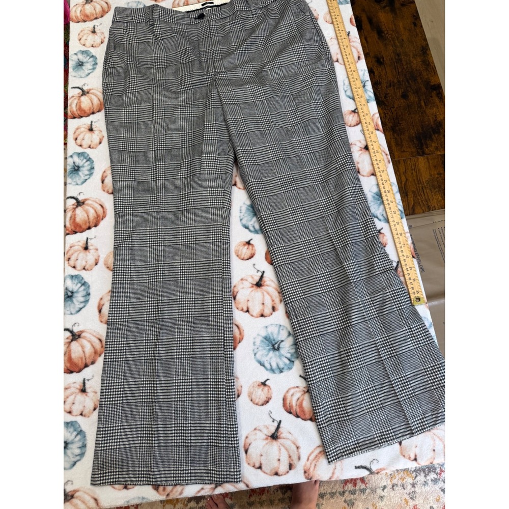 Talbots Raleigh Plaid Wool Blend Wide Leg Trousers 18 Black Career Corporate